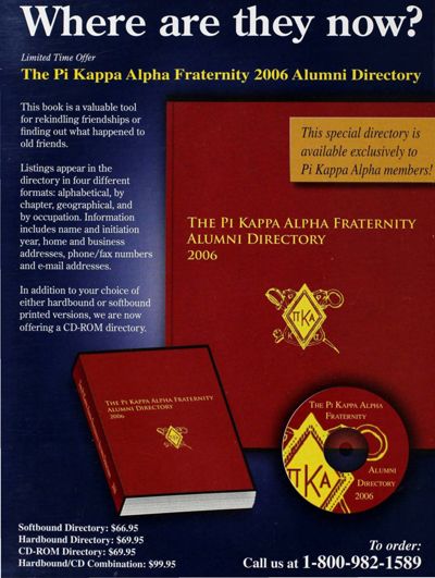 The Pi Kappa Alpha Fraternity 2006 Alumni Directory